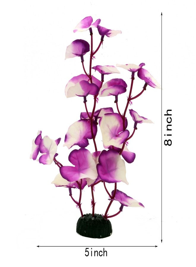 DVHEY Silk Aquarium Plants for Betta Fish Tank, 2 Pcs 8 Inch Small Silk Aquarium Plant Aquatic Water Grass Decoration,Purple-White - Image 2